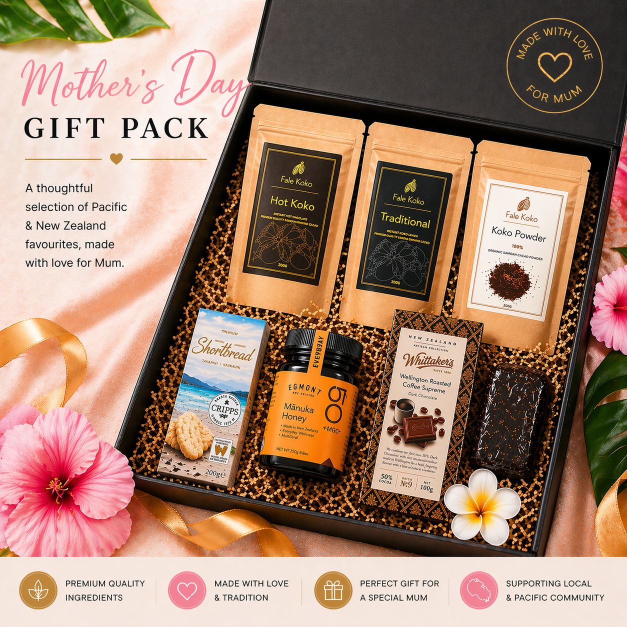 Mother's Day Gift Box | Koko Samoa, Manuka Honey, Shortbread, Chocolate Hamper