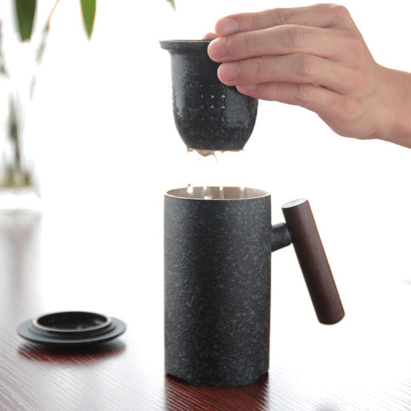 Coffee Mug With Wooden Handle